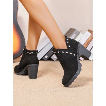 Comfortable Side Zipper Chunky Heel Ankle Boots