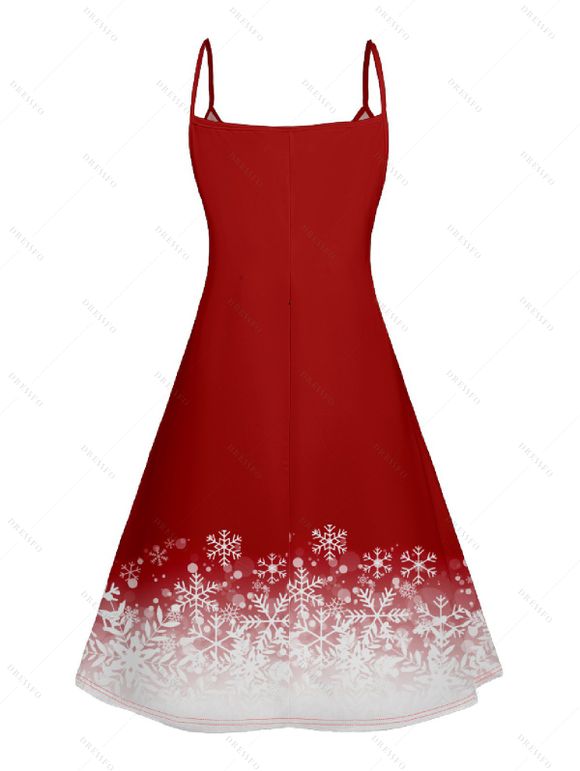 Robe D'Eté Ligne A Sapin de Noël Imprimé à Taille Haute sans Manches à Paillettes - Rouge XXXL | US 16