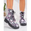 3D Skull Print Lace-Up Martin Boots Round-Toe Flat Mid-Calf Boots - multicolor A EU 38