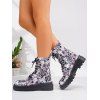 3D Skull Print Lace-Up Martin Boots Round-Toe Flat Mid-Calf Boots - multicolor A EU 38