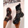 Dual Chains Platform Martin Boots Casual Lace-Up British Style Ankle Boots - Noir EU 36