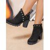 Comfortable Side Zipper Chunky Heel Ankle Boots - Noir EU 36