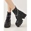 Chain Decor Chunky Sole Black British Style Martin Boots Punk Short Motorcycle Boots - Noir EU 43