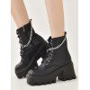 Chain Decor Chunky Sole Black British Style Martin Boots Punk Short Motorcycle Boots - Noir EU 42