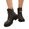 Solid Lace Up Buckle Platform Martin Chunky Heel British Style Zip Up Boots - Café profond EU 43