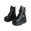 Gothic Chain Detail Chunky Sole Fashionable Double Buckle Straps Zipper Boots - Noir EU 36