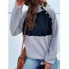 Haut Boutonné en Couleur Contrastée Manches Raglan à Col Montant - Gris Foncé XL | US 10