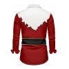 Chemise Manches Longues Décontractée à Imprimé Ceinture et Boutons de Noël pour Hommes - Rouge foncé 5XL