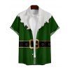 Chemise Décontractée Ceinture avec Manches Roulées et à Imprimé pour Hommes - Vert profond 4XL