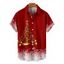 Chemise Décontractée Sapin de Noël Imprimé Boutonnée à Manches Courtes à Paillettes - Rouge foncé 4XL