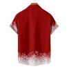 Chemise Décontractée Sapin de Noël et Neige Imprimés à Manches Roulées à Paillettes - Rouge 5XL