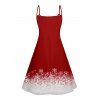 Robe D'Eté Ligne A Sapin de Noël Imprimé à Taille Haute sans Manches à Paillettes - Rouge M | US 6