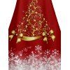 Robe D'Eté Ligne A Sapin de Noël Imprimé à Taille Haute sans Manches à Paillettes - Rouge S | US 4