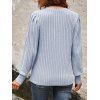 Haut Côtelé en Tricot en Couleur Unie Manches Longues à Col Rond - Bleu clair XL | US 10