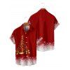 Christmas Snow Tree Glitter Print V Neck High Waist Spaghetti Strap Dress and Roll Up Sleeve Shirt Outfit - Rouge S | US 4