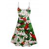 Christmas Tree Snow Dinosaur Scarf Print V Neck Spaghetti Strap Dress and Roll Up Sleeve Shirt Outfit - Blanc S | US 4