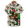 Christmas Tree Snow Dinosaur Scarf Print V Neck Spaghetti Strap Dress and Roll Up Sleeve Shirt Outfit - Blanc S | US 4