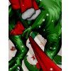 Christmas Tree Snow Dinosaur Scarf Print V Neck Spaghetti Strap Dress and Roll Up Sleeve Shirt Outfit - Blanc S | US 4