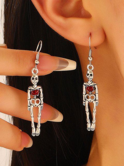 Boucles D'Oreilles D'Halloween Vintage Gothique Squelette en Alliage