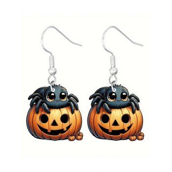 Halloween Pumpkin Face Spider Design Earrings