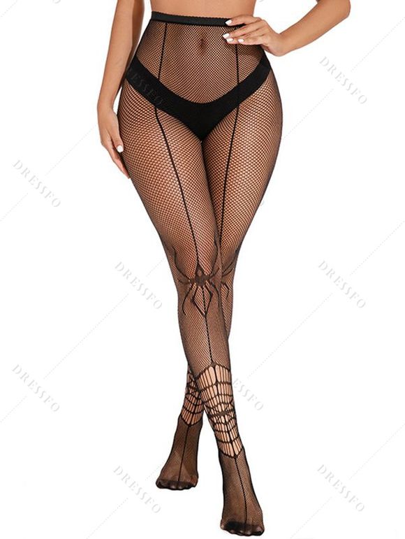 Collant Sexy en Résille et en Forme de Toile D'Araignée - Noir 