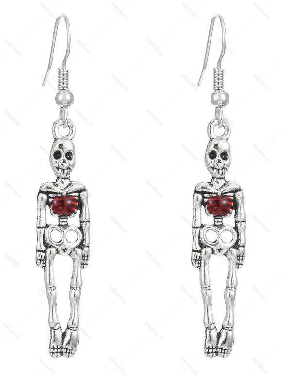 Boucles D'Oreilles D'Halloween Vintage Gothique Squelette en Alliage - multicolor A 