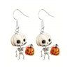 Boucles D'Oreilles Pendantes Motif Adorable Squelette et Citrouille de Dessin Animé pour Halloween - multicolor A 