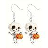 Boucles D'Oreilles Pendantes Motif Adorable Squelette et Citrouille de Dessin Animé pour Halloween - multicolor A 