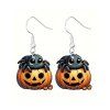 Boucles D'Oreilles D'Halloween Visage Citrouille et Araignée Design - multicolor B 