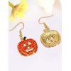 Boucles D'Oreilles Pendantes Motif Citrouille Séchée avec Strass et Père Noël - Orange 