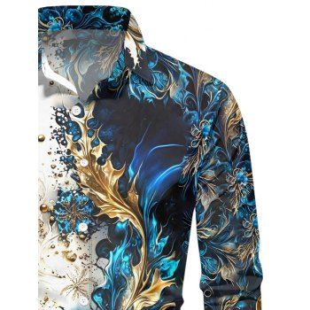 Men's Abstract Print Shirt Long Sleeve Turn Down Collar Casual Button-up Shirt