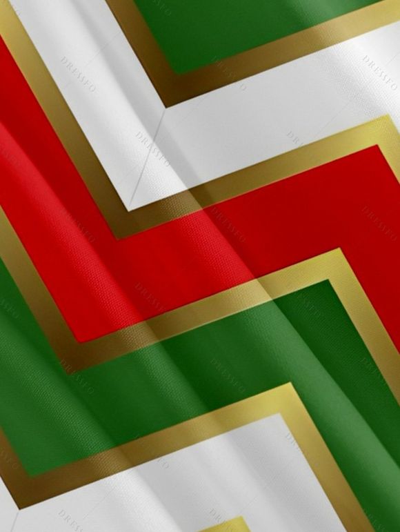 Chemise Décontractée Boutonnée en Blocs de Couleurs à Chevron Imprimé à Manches Courtes - multicolor XL