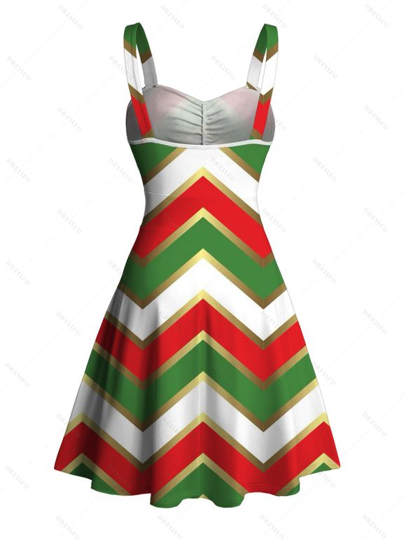 [26% OFF] 2024 Christmas Sweetheart Neck Chevron Print Ruched Bust Tank ...