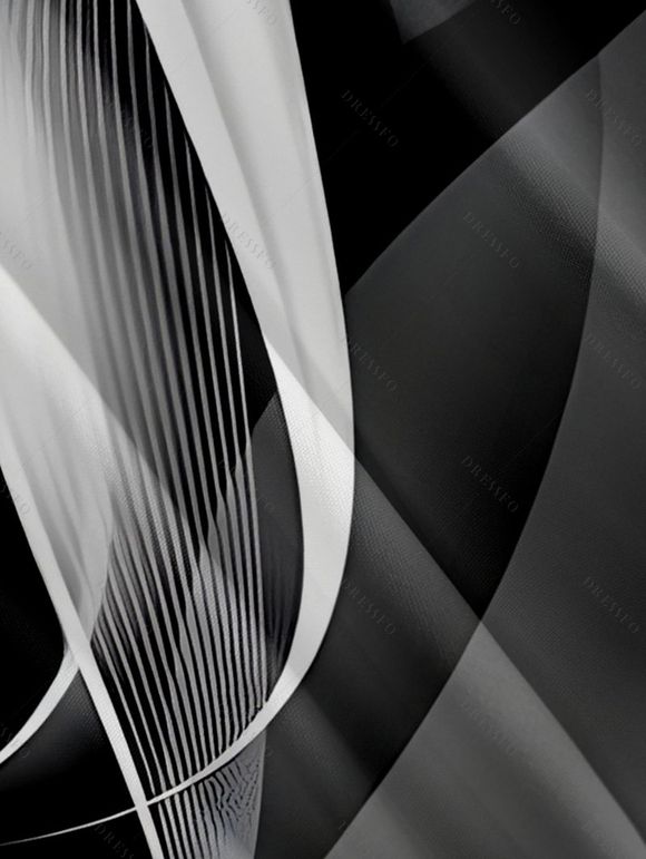 Chemise Décontractée Linge Abstraite Imprimé à Manches Roulées Boutonnée pour Homme - Noir 4XL