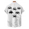 Chemise Décontractée D'Halloween Toile D'Araignée Imprimée Boutonnée à Manches Roulées pour Homme - Blanc M