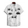 Chemise Décontractée D'Halloween Toile D'Araignée Imprimée Boutonnée à Manches Roulées pour Homme - Blanc M