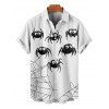 Chemise Décontractée D'Halloween Toile D'Araignée Imprimée Boutonnée à Manches Roulées pour Homme - Blanc XL