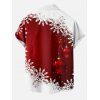 Chemise Décontractée Flocon de Neige de Noël Imprimé Boutonnée à Manches Courtes - Rouge 5XL