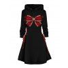 Robe à Capuche de Noël Ligne A Nœud Papillon Imprimé à Lacets à Côté - Noir XL | US 12