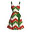 Robe de Fête Noël Froncée sur la Poitrine avec Col en Cœur Imprimé Chevron et Ceinture - multicolor S | US 4