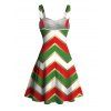 Robe de Fête Noël Froncée sur la Poitrine avec Col en Cœur Imprimé Chevron et Ceinture - multicolor S | US 4