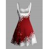 Robe de Soirée Volantée Imprimé Flocon de Neige et Clochette de Noël - Rouge S | US 4