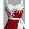 Robe de Soirée Volantée Imprimé Flocon de Neige et Clochette de Noël - Rouge S | US 4