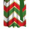 Robe de Fête Noël Froncée sur la Poitrine avec Col en Cœur Imprimé Chevron et Ceinture - multicolor S | US 4