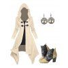 Asymmetric Longline Hooded Knit Faux Twinset Top and Zip Fly Outdoor Sandals Life Tree Drop Earrings Outfit - café lumière S | US 4