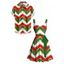 Christmas Sweetheart Neck Chevron Print Dress and Roll Up Sleeve Shirt Outfit - multicolor S | US 4