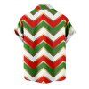 Christmas Sweetheart Neck Chevron Print Dress and Roll Up Sleeve Shirt Outfit - multicolor S | US 4