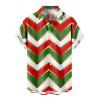 Christmas Sweetheart Neck Chevron Print Dress and Roll Up Sleeve Shirt Outfit - multicolor S | US 4