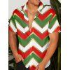 Christmas Sweetheart Neck Chevron Print Dress and Roll Up Sleeve Shirt Outfit - multicolor S | US 4