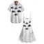 Halloween Spider Web Print V Neck High Waist Spaghetti Strap Dress and Roll Up Sleeve Shirt Outfit - Blanc S | US 4